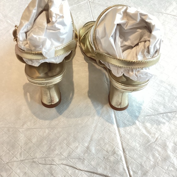 Knotted Sculptural Wedge Sandals Anthropologie Dressy Gold Heels Size 7 NIB NEW - Picture 9 of 15
